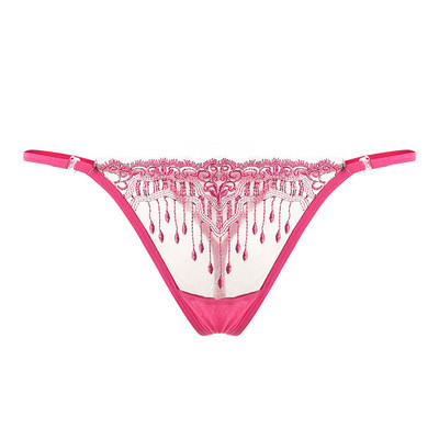 Átlátszó női tanga hímzéssel