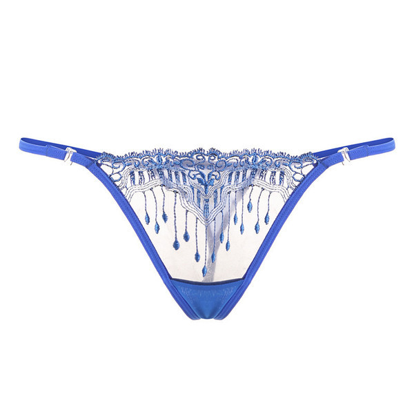 Átlátszó női tanga hímzéssel