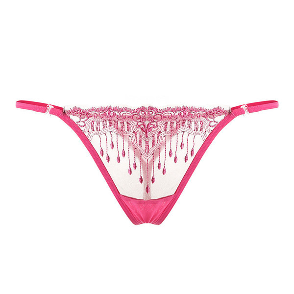 Átlátszó női tanga hímzéssel