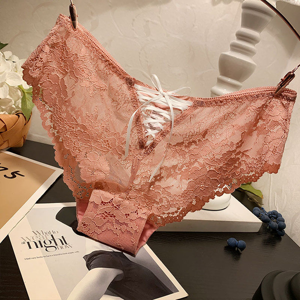 Ženski čipkasti bikini s vezicama