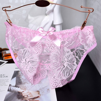 Γυναικεία δαντελένια  μπικίνι με άνιγμα και κορδέλα