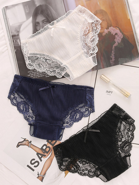 Női pamut bikini szalaggal és csipkével