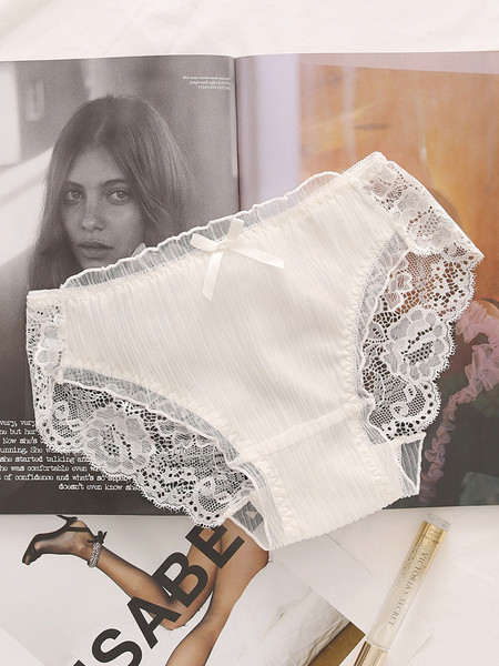 Női pamut bikini szalaggal és csipkével