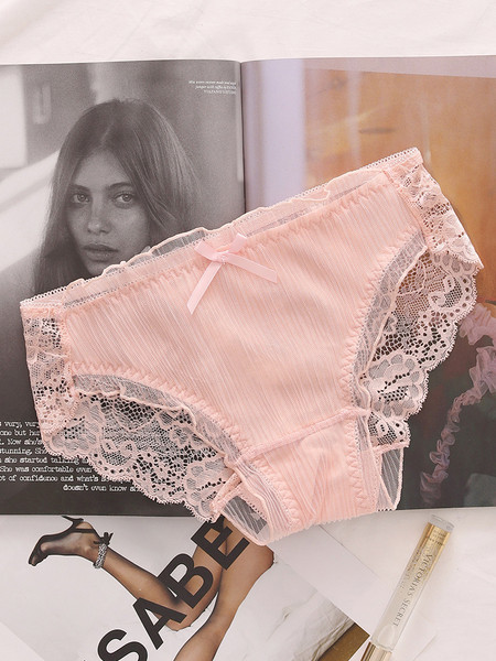 Női pamut bikini szalaggal és csipkével