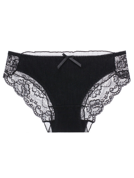 Női pamut bikini szalaggal és csipkével