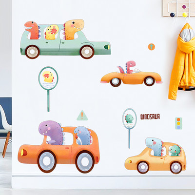 Decoration for a children`s room with cars and an inscription