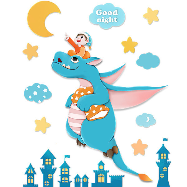 Különböző elemekkel ellátott falmatrica gyerekszobába