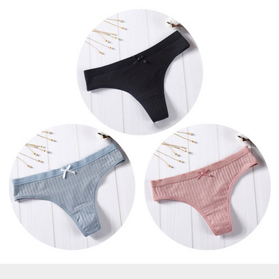 Női pamut tanga sima, 3 részes modellkészlet