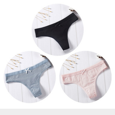 Női pamut tanga sima, 3 részes modellkészlet