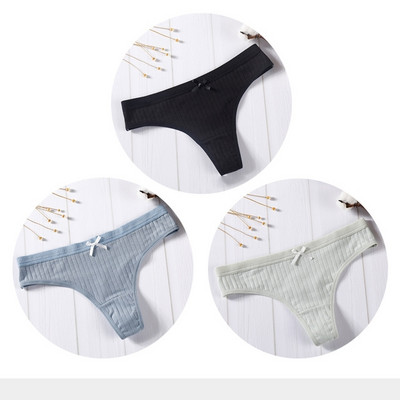 Női pamut tanga sima, 3 részes modellkészlet