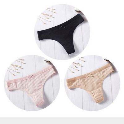 Női pamut tanga sima, 3 részes modellkészlet