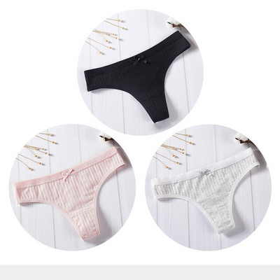 Női pamut tanga sima, 3 részes modellkészlet