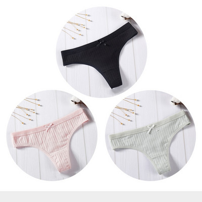 Női pamut tanga sima, 3 részes modellkészlet