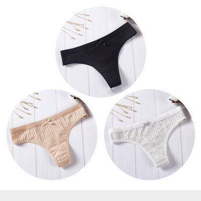 Női pamut tanga sima, 3 részes modellkészlet