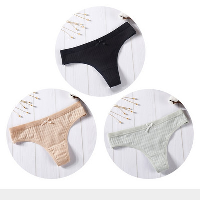 Női pamut tanga sima, 3 részes modellkészlet