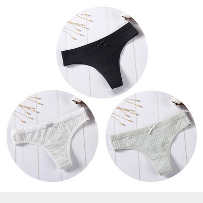 Női pamut tanga sima, 3 részes modellkészlet