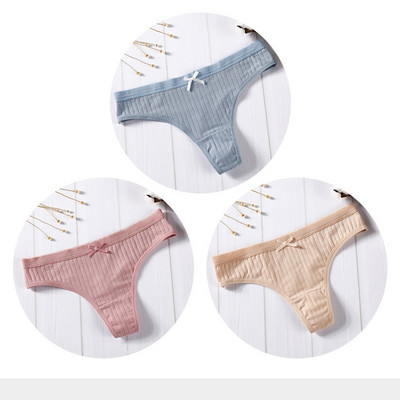 Női pamut tanga sima, 3 részes modellkészlet