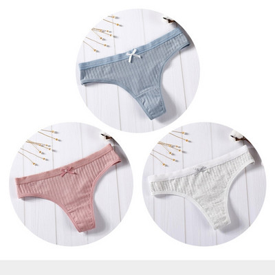 Női pamut tanga sima, 3 részes modellkészlet