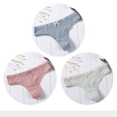 Női pamut tanga sima, 3 részes modellkészlet