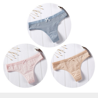 Női pamut tanga sima, 3 részes modellkészlet