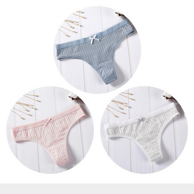 Női pamut tanga sima, 3 részes modellkészlet