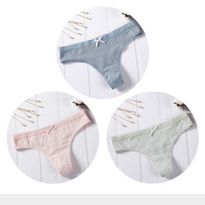 Női pamut tanga sima, 3 részes modellkészlet