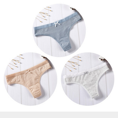 Női pamut tanga sima, 3 részes modellkészlet