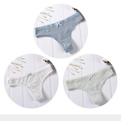 Női pamut tanga sima, 3 részes modellkészlet