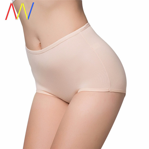 Ženski pamučni bikini s visokim strukom jednobojni model