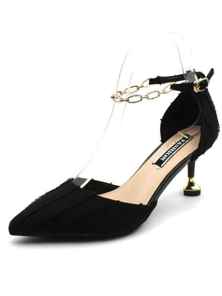 Modern női cipő hegyes modell, csattal