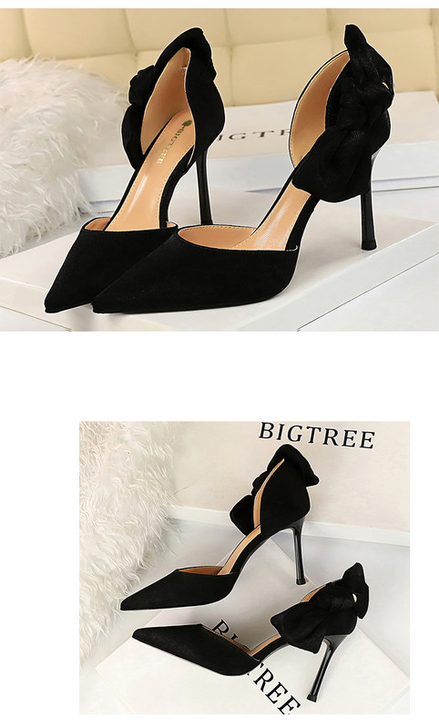 Női velúr cipő szalaggal és vékony 9 cm-es sarokkal