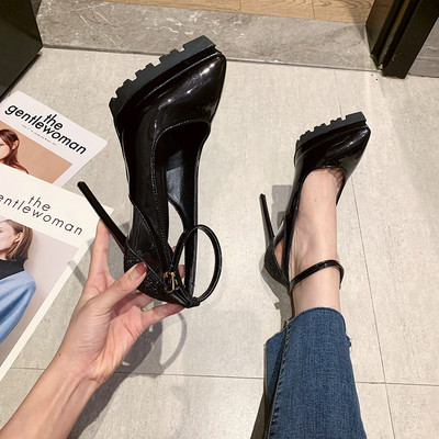 Öko bőrből készült női cipő új modellje, 12,5 cm-es sarokkal