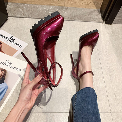 Öko bőrből készült női cipő új modellje, 12,5 cm-es sarokkal