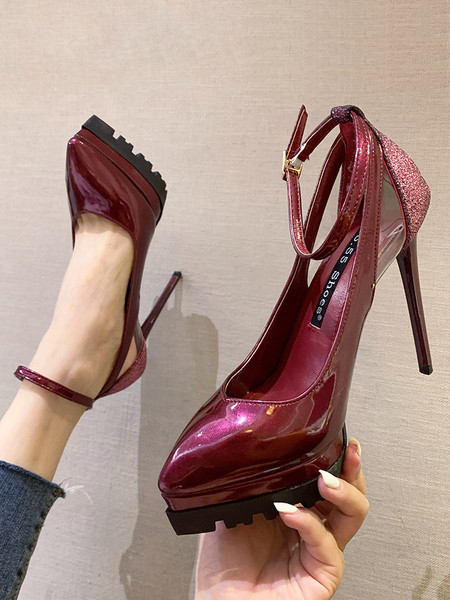 Öko bőrből készült női cipő új modellje, 12,5 cm-es sarokkal