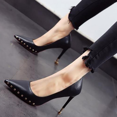 Νέο μοντέλο γυναικεία έκο δερμάτινα παπούτσια με ψηλά τακούνια