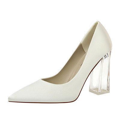 Ženski model cipela na špic s debelom prozirnom petom