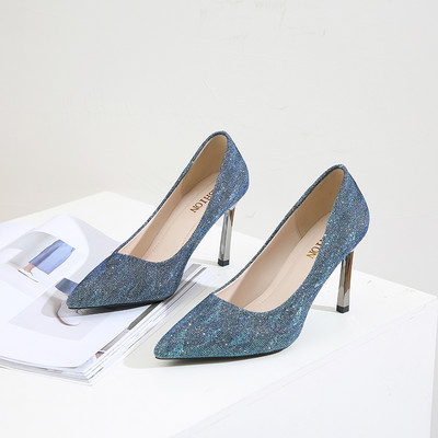 Νέο μοντέλο γυναικεία λαμπερά παπούτσια με ψηλά τακούνια