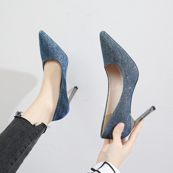 Νέο μοντέλο γυναικεία λαμπερά παπούτσια με ψηλά τακούνια