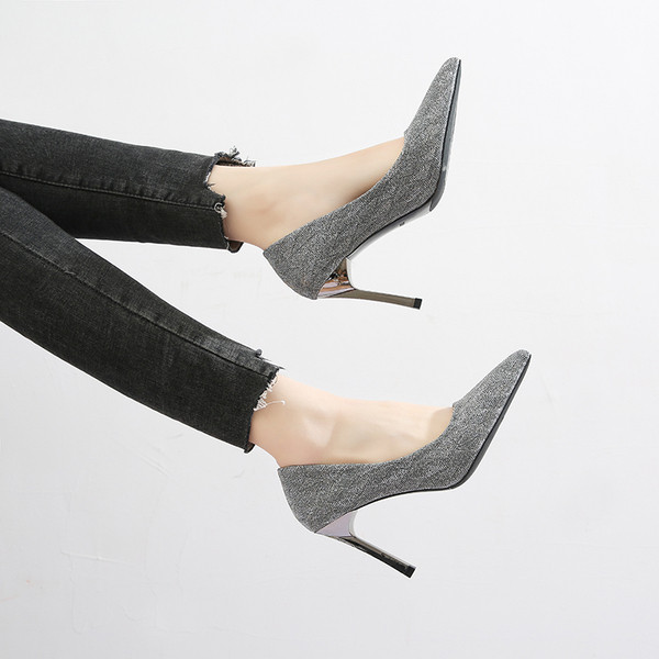 Νέο μοντέλο γυναικεία λαμπερά παπούτσια με ψηλά τακούνια