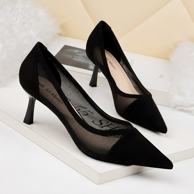 Női hálós cipő 6 cm-es sarokkal