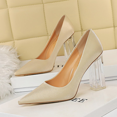 Aktuális női cipő hegyes modell átlátszó sarokkal