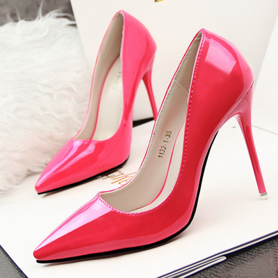 Κλασικό μοντέλο γυναικεία έκο δερμάτινα παπούτσια με ψηλά τακούνια