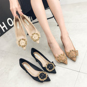 Női alkalmi velúr cipő sarokkal és csattal