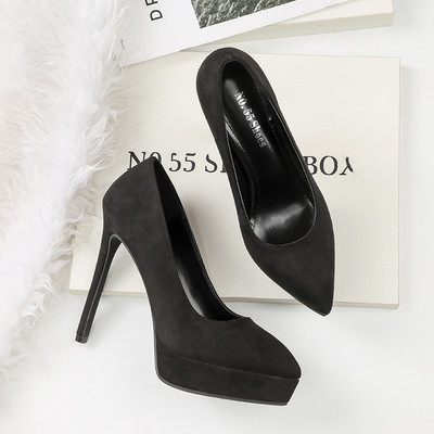 Modern női cipő eco velúrból, 13 cm-es sarokkal