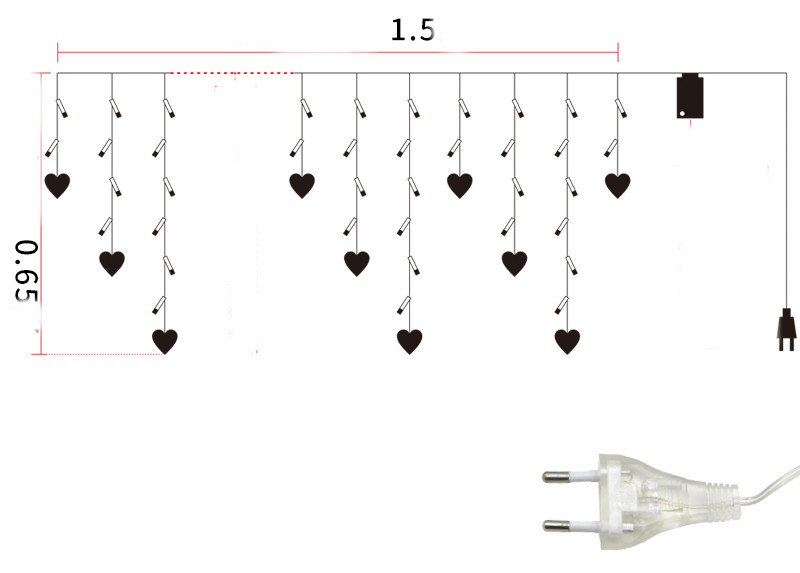 Világító és függő karácsonyi dekoráció szív alakú