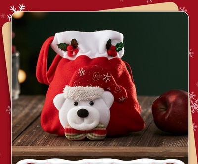 3D-s díszítéssel ellátott, kisméretű karácsonyi ajándéktáska cukorkák tárolására