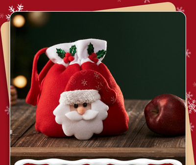 3D-s díszítéssel ellátott, kisméretű karácsonyi ajándéktáska cukorkák tárolására