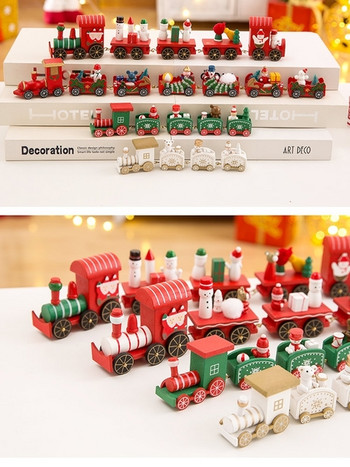 Μικρό ξύλινο τρένο κατάλληλο για Χριστουγεννιάτικη διακόσμηση σε δύο μοντέλα
