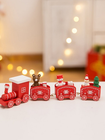 Μικρό ξύλινο τρένο κατάλληλο για Χριστουγεννιάτικη διακόσμηση σε δύο μοντέλα