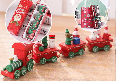 Μικρό ξύλινο τρένο κατάλληλο για Χριστουγεννιάτικη διακόσμηση σε δύο μοντέλα
